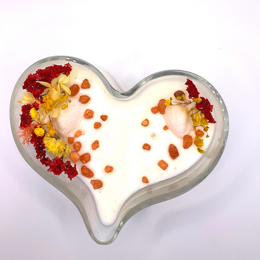 Ultimate Vanilla Botanical Heart Shaped Candle