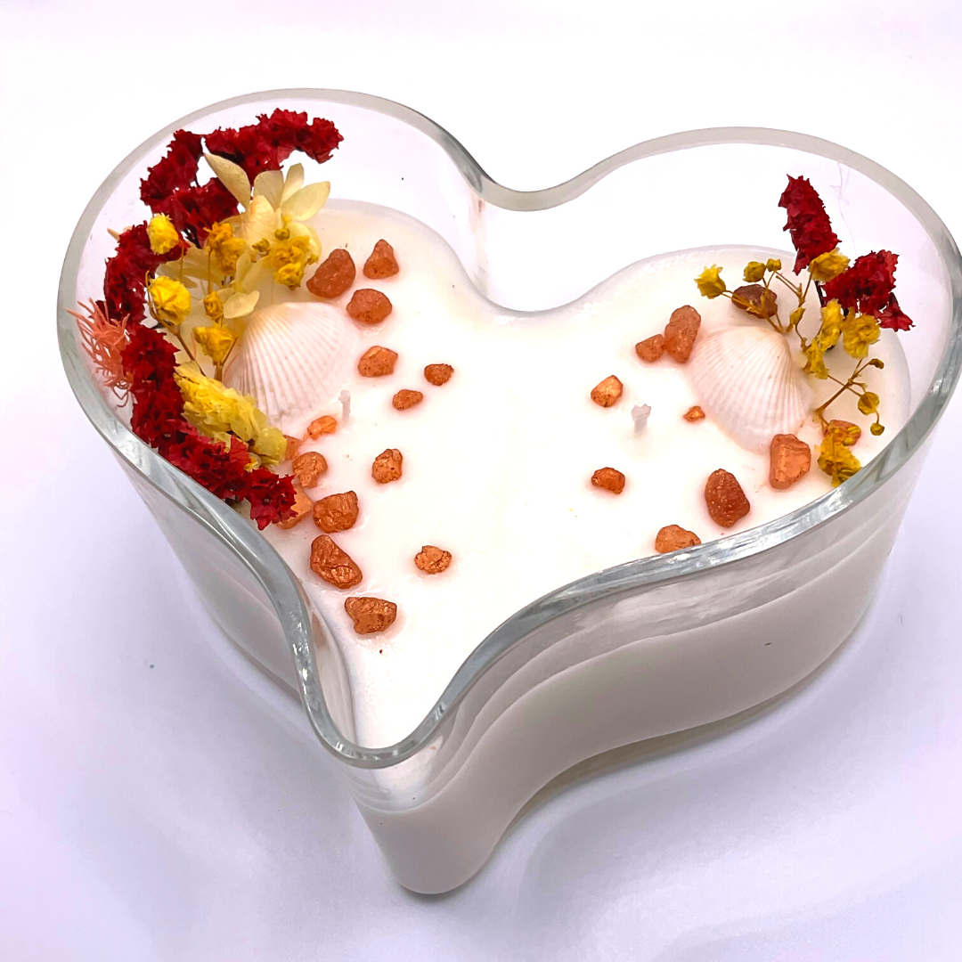 Ultimate Vanilla Botanical Heart Shaped Candle